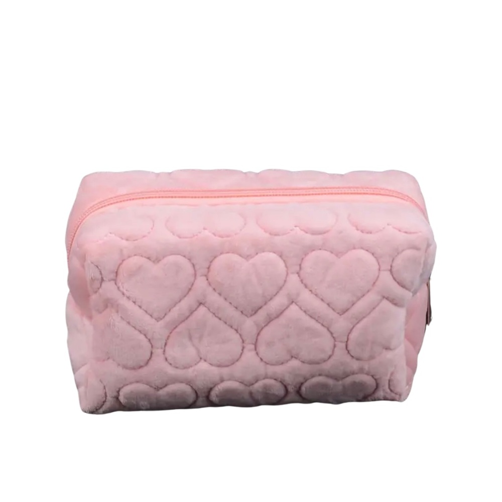 Pink Heart Design Soft Makeup Bag